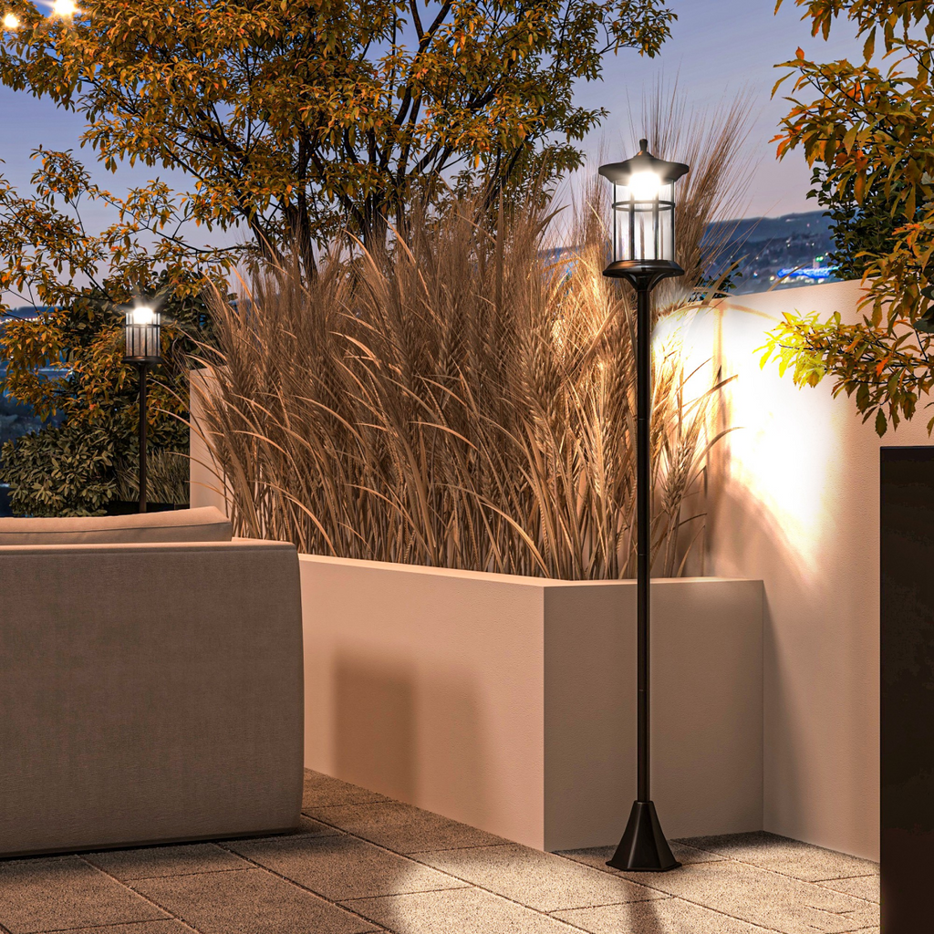 Outsunny LED Outdoor Solar Post Lights, Waterproof IP44, Cool White, 2 Pack